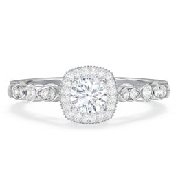 Vintage Diamond Engagement Ring with Accents and Halo Setting - "The Audrey"