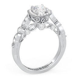 Vintage Diamond Engagement Ring with Accents and Halo Setting - "The Audrey"