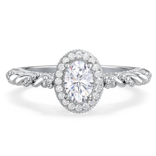 Vintage Diamond Engagement Ring with Accents and Halo Setting - "The Rita"