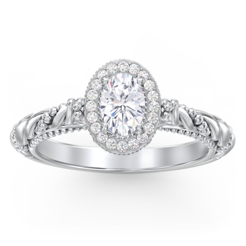 Vintage Diamond Engagement Ring with Accents and Halo Setting - "The Rita"