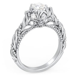 Vintage Solitaire Diamond Engagement Ring with Accents and Floral Setting - "The Rita"