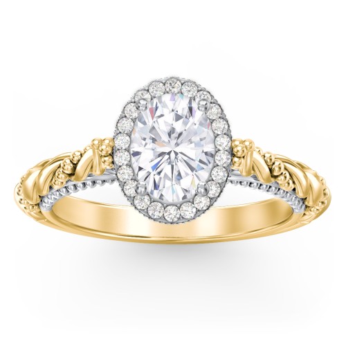 Vintage Diamond Engagement Ring with Accents and Halo Setting - "The Rita"
