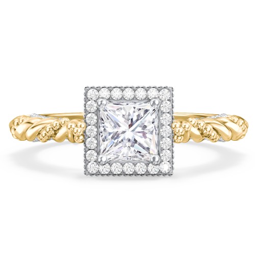 Vintage Diamond Engagement Ring with Accents and Halo Setting - "The Rita"