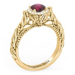 Vintage Diamond Engagement Ring with Accents and Halo Setting - "The Rita"