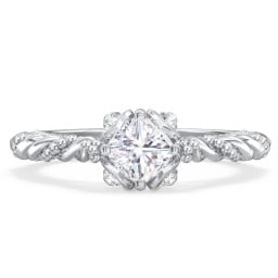 Vintage Solitaire Diamond Engagement Ring with Accents and Floral Setting - "The Rita"
