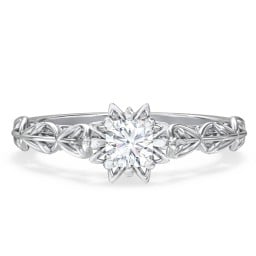 Solitaire Diamond Engagement Ring with Leaf and Vine Details - "The Ava"