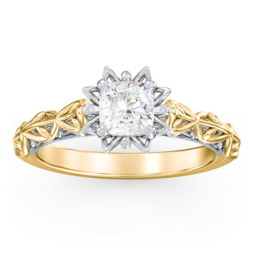 Solitaire Diamond Engagement Ring with Leaf and Vine Details - "The Ava" – 9kt Yellow Gold