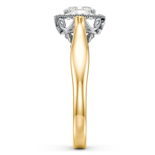 Classic Halo Diamond Engagement Ring and Butterfly and Scroll Details - "The Sophia"