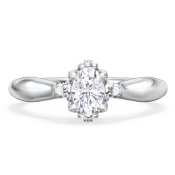 Classic Solitaire Diamond Engagement Ring with Butterfly and Scroll Details - "The Sophia"