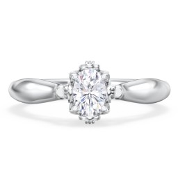 Classic Solitaire Diamond Engagement Ring with Butterfly and Scroll Details - "The Sophia" in 9K Solid White Gold