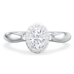 Classic Halo Diamond Engagement Ring and Butterfly and Scroll Details - "The Sophia" – 9kt White Gold with Lab Diamond