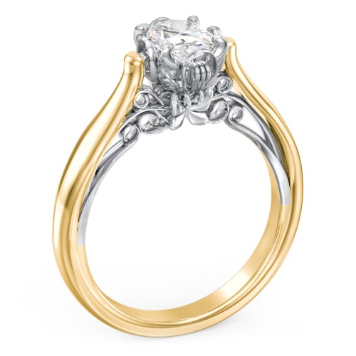 Classic Solitaire Diamond Engagement Ring with Butterfly and Scroll Details - "The Sophia" – 9kt Yellow Gold