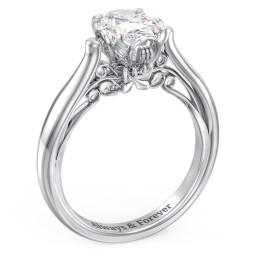Classic Solitaire Diamond Engagement Ring with Butterfly and Scroll Details - "The Sophia"