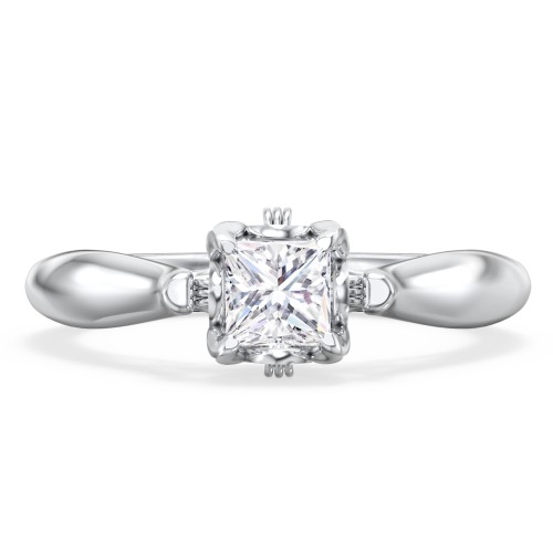 Classic Solitaire Diamond Engagement Ring with Butterfly and Scroll Details - "The Sophia" – 9kt White Gold