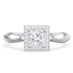 Classic Halo Diamond Engagement Ring and Butterfly and Scroll Details - "The Sophia"