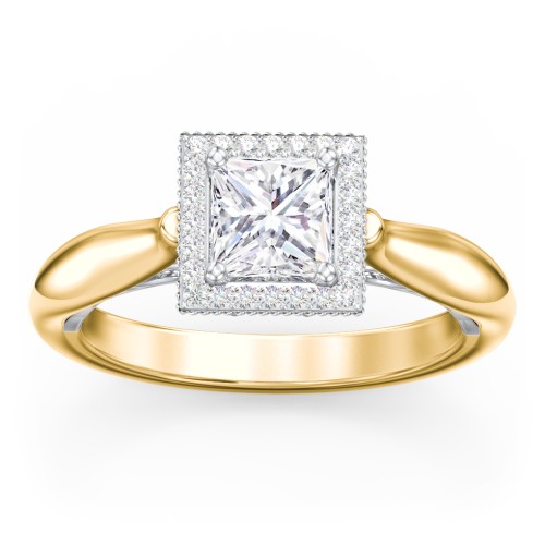 Classic Halo Diamond Engagement Ring and Butterfly and Scroll Details - "The Sophia"
