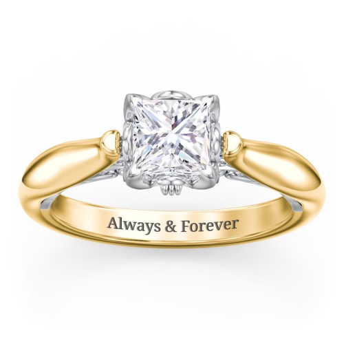 Classic Solitaire Diamond Engagement Ring with Butterfly and Scroll Details - "The Sophia"