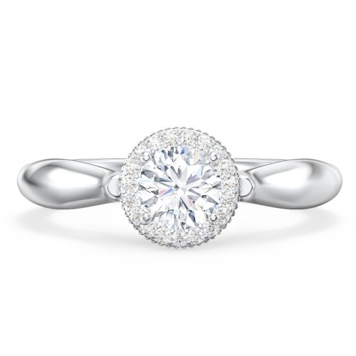 Classic Halo Diamond Engagement Ring and Butterfly and Scroll Details - "The Sophia" – 9kt White Gold with Lab Diamond