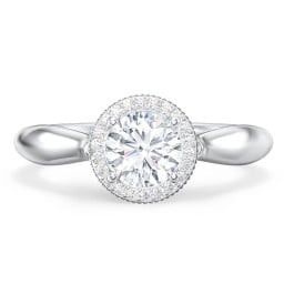 Classic Halo Diamond Engagement Ring and Butterfly and Scroll Details - "The Sophia"