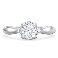 Classic Solitaire Diamond Engagement Ring with Butterfly and Scroll Details - "The Sophia"