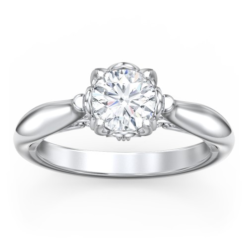 Classic Solitaire Diamond Engagement Ring with Butterfly and Scroll Details - "The Sophia"