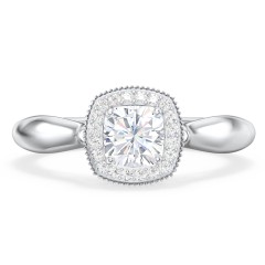 Classic Halo Diamond Engagement Ring and Butterfly and Scroll Details - "The Sophia" – 9kt White Gold with Lab Diamond