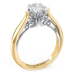 Classic Solitaire Diamond Engagement Ring with Butterfly and Scroll Details - "The Sophia" in 9K Solid Yellow Gold with 04LABDIAM-CU-1.00-VS2-G-G