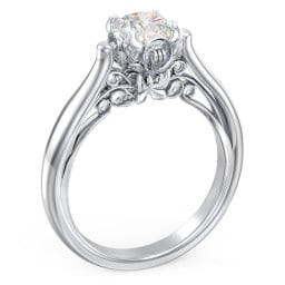 Classic Solitaire Diamond Engagement Ring with Butterfly and Scroll Details - "The Sophia"