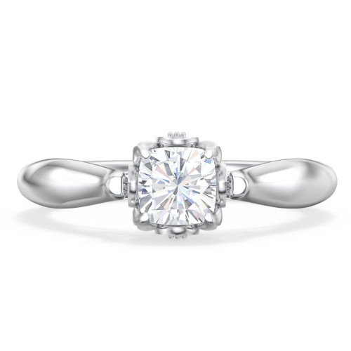 Classic Solitaire Diamond Engagement Ring with Butterfly and Scroll Details - "The Sophia" – 9kt White Gold