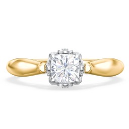 Classic Solitaire Diamond Engagement Ring with Butterfly and Scroll Details - "The Sophia" in 9K Solid Yellow Gold