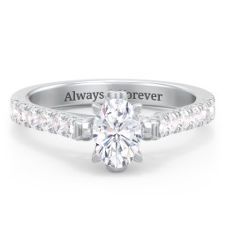 Solitaire Diamond Engagement Ring with Accents and Bow Detail