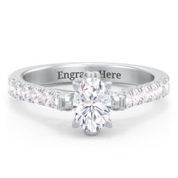 Solitaire Diamond Engagement Ring with Accents and Bow Detail