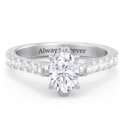 Solitaire Diamond Engagement Ring with Accents and Bow Detail