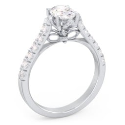 Solitaire Diamond Engagement Ring with Accents and Bow Detail