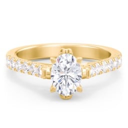Solitaire Diamond Engagement Ring with Accents and Bow Detail