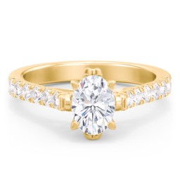 Solitaire Diamond Engagement Ring with Accents and Bow Detail in 9K Solid Yellow Gold
