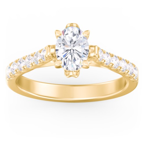 Solitaire Diamond Engagement Ring with Accents and Bow Detail – 9kt Yellow Gold with Lab Diamond