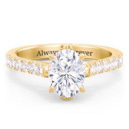 Solitaire Diamond Engagement Ring with Accents and Bow Detail in 9K Solid Yellow Gold with 04LABDIAM-OV-1.00-SI1-G-G and Lab Diamond