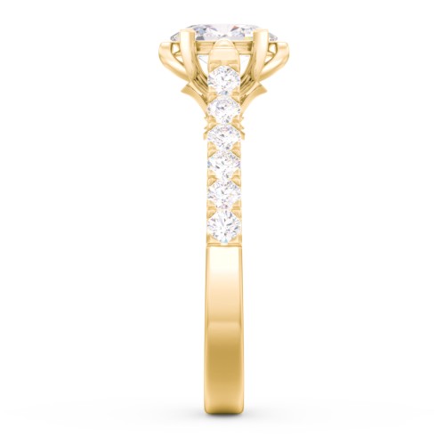 Solitaire Diamond Engagement Ring with Accents and Bow Detail – 9kt Yellow Gold with Lab Diamond
