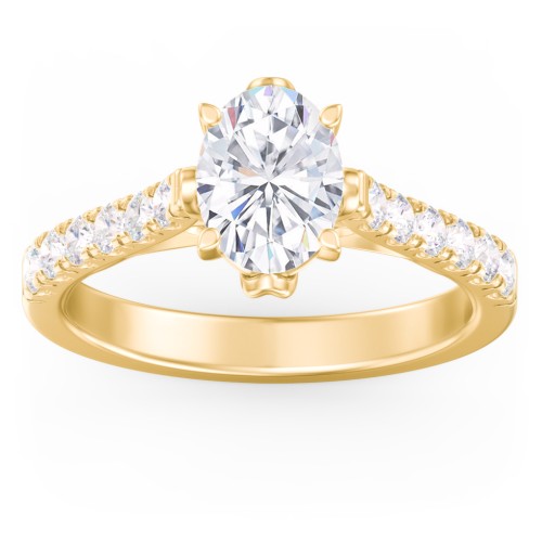Solitaire Diamond Engagement Ring with Accents and Bow Detail – 9kt Yellow Gold with Lab Diamond