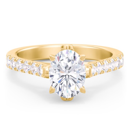 Solitaire Diamond Engagement Ring with Accents and Bow Detail – 9kt Yellow Gold with Lab Diamond