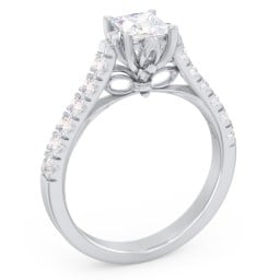 Solitaire Diamond Engagement Ring with Accents and Bow Detail