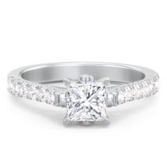 Solitaire Diamond Engagement Ring with Accents and Bow Detail