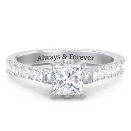 Solitaire Diamond Engagement Ring with Accents and Bow Detail