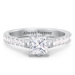 Solitaire Diamond Engagement Ring with Accents and Bow Detail