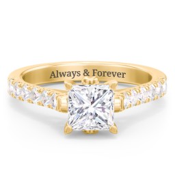 Solitaire Diamond Engagement Ring with Accents and Bow Detail in 9K Solid Yellow Gold with 04LABDIAM-PC-1.00-SI1-F-G and Lab Diamond