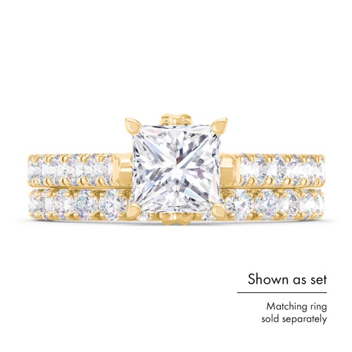 Solitaire Diamond Engagement Ring with Accents and Bow Detail – 14K White Gold with Lab Diamond