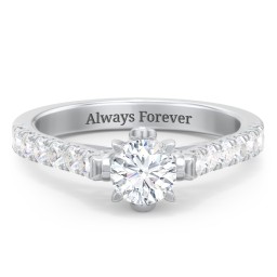Solitaire Diamond Engagement Ring with Accents and Bow Detail
