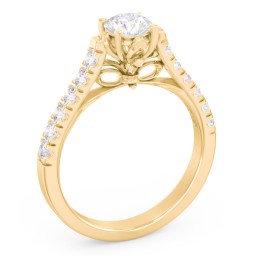 Solitaire Diamond Engagement Ring with Accents and Bow Detail in 9K Solid Yellow Gold