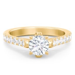 Solitaire Diamond Engagement Ring with Accents and Bow Detail